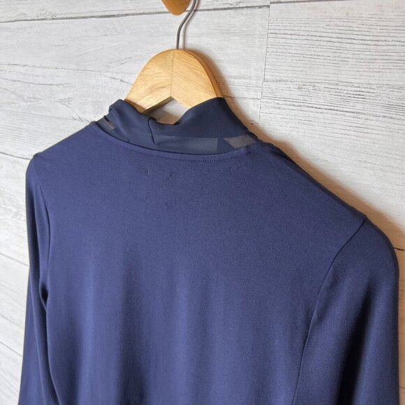 Nic + Zoe Blouse Womens Size Small Navy Long Sleeve Mixed Media Sheer Modern - Picture 13 of 16